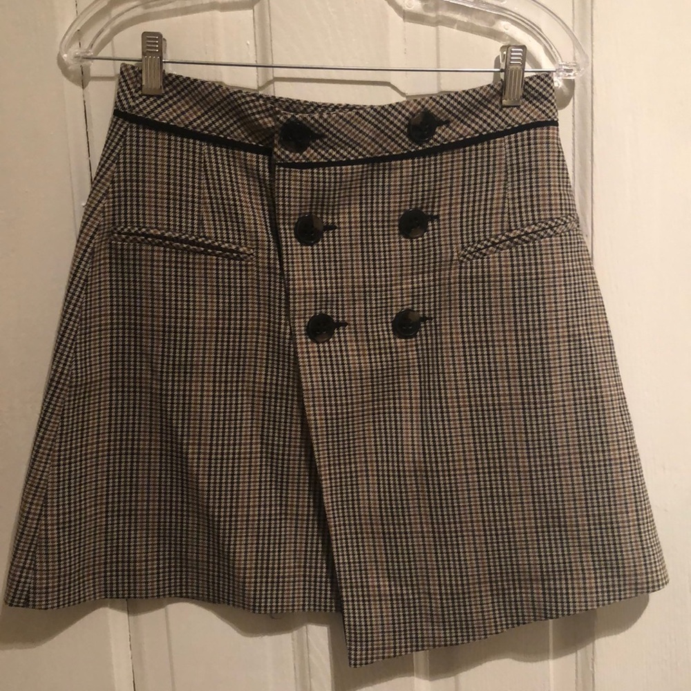 ZARA Checked Button-up Skirt